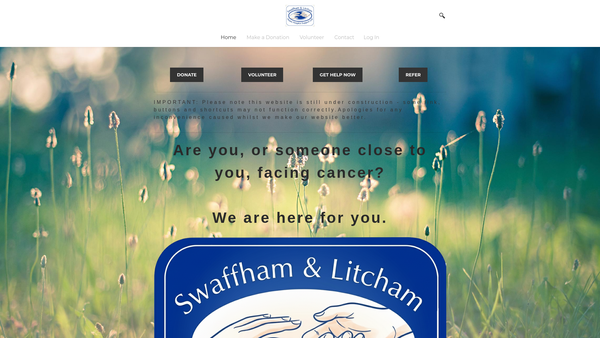 Screenshot of the Swaffham And Litcham Home Hospice Support Limited website