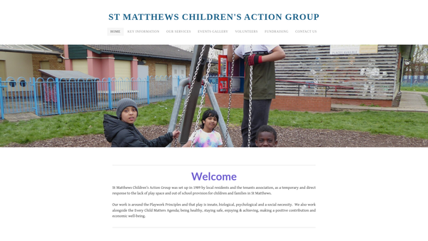 Screenshot of the St Matthews Childrens Action Group website