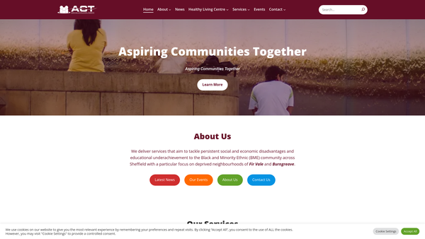 Screenshot of the Aspiring Communities Together website