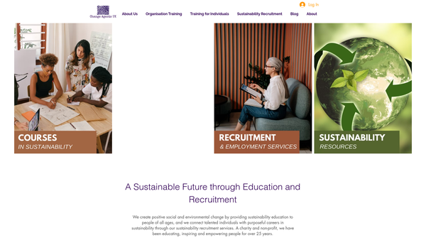 Screenshot of the Change Agents UK Charity website