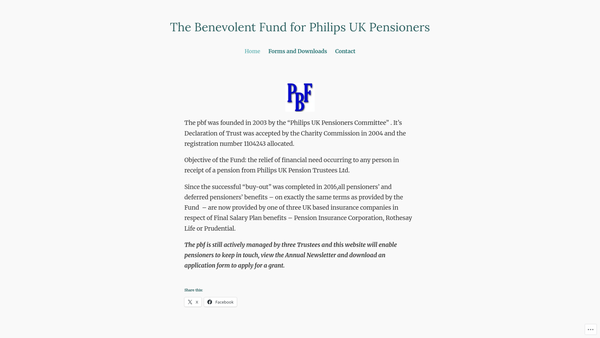 Screenshot of the The Benevolent Fund For Philips UK Pensioners website