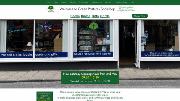 Screenshot of the Green Pastures (Dereham) website