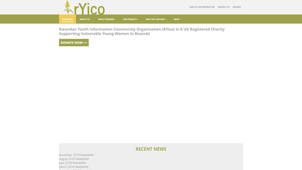 Screenshot of the Ryico (UK) Rwandan Youth Information Community Organisation (United Kingdom) website