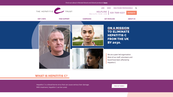 Screenshot of the The Hepatitis C Trust website