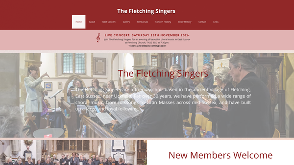 Screenshot of the The Fletching Singers website