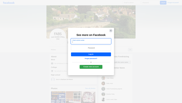 Screenshot of the Friends Association Of Barford School website