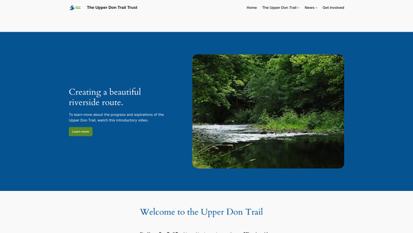 Screenshot of the Upper Don Trail Trust website
