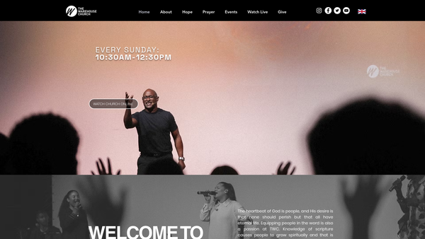 Screenshot of the The Warehouse Church UK website