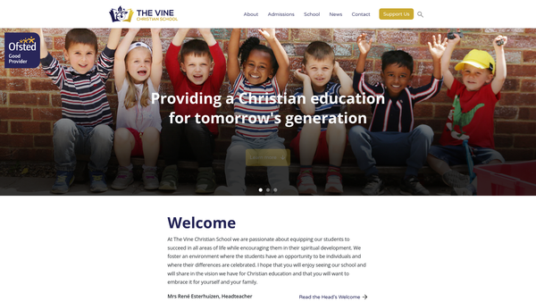 Screenshot of the The Vine Christian School (Reading) website