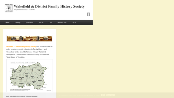 Screenshot of the Wakefield And District Family History Society website