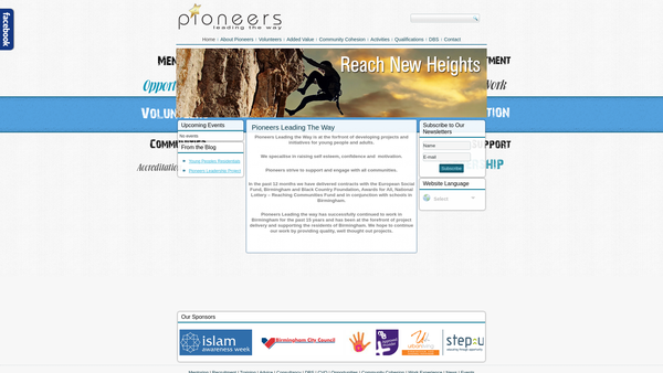 Screenshot of the Pioneers Leading The Way website