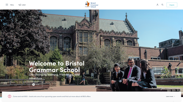 Screenshot of the Bristol Grammar School website