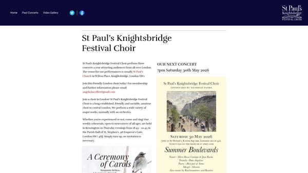 Screenshot of the St Paul's (Knightsbridge) Festival Choir website