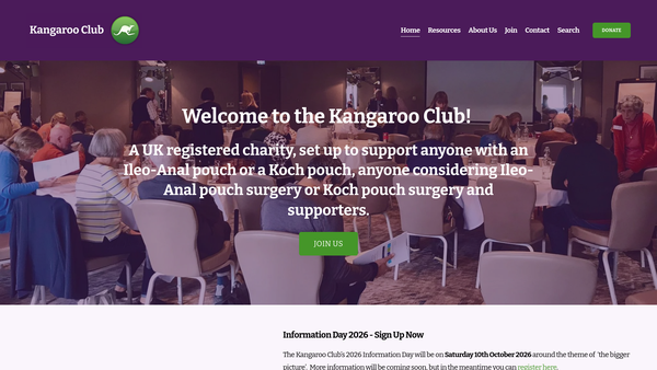 Screenshot of the The Kangaroo Club website
