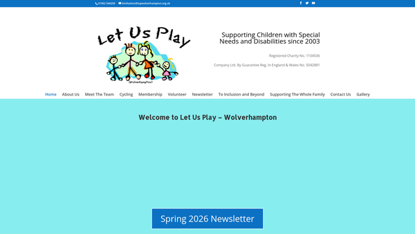 Screenshot of the Let US Play (Wolverhampton) website