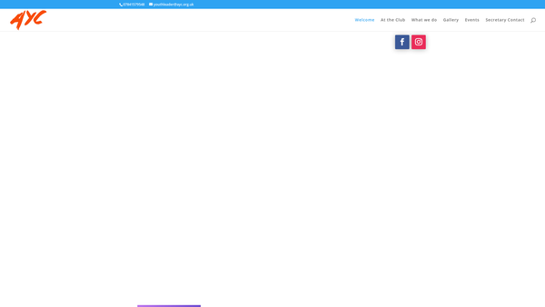 Screenshot of the Ashington Youth Club website