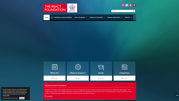 Screenshot of the The React Foundation website
