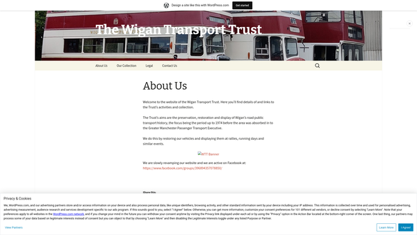 Screenshot of the Wigan Transport Trust website