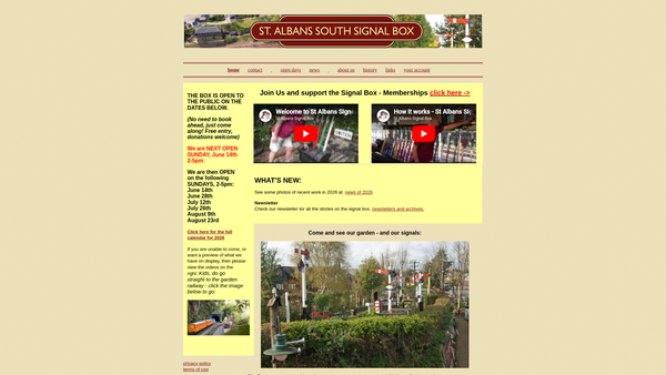 Screenshot of the St Albans Signal Box Preservation Trust website