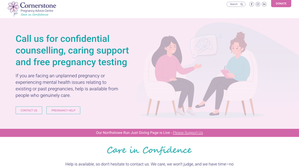 Screenshot of the Cornerstone Care In Confidence website
