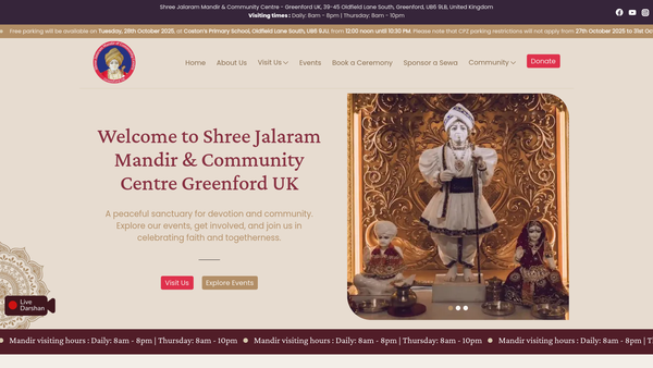 Screenshot of the Raghuvanshi Mahajan London "Rama" website