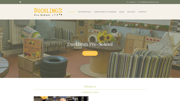 Screenshot of the Ducklings Pre-School Chickerell website