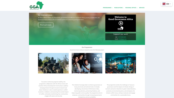 Screenshot of the Good Governance Africa website
