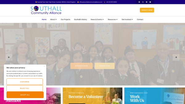Screenshot of the Southall Community Alliance website