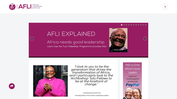 Screenshot of the African Leadership Institute website