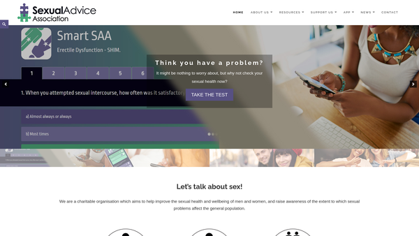 Screenshot of the Sexual Advice Association website