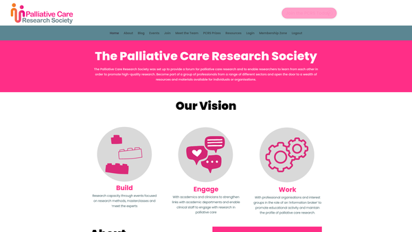 Screenshot of the The Palliative Care Research Society website