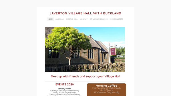 Screenshot of the Laverton Village Hall website