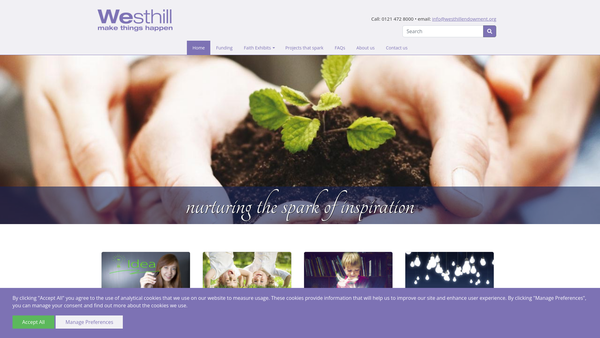 Screenshot of the Westhill Endowment website