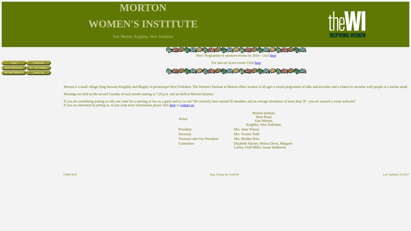 Screenshot of the Morton Women's Institute website