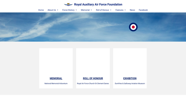 Screenshot of the Royal Auxiliary Air Force Foundation website