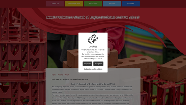 Screenshot of the South Petherton Infants And Pre-School Ptga website
