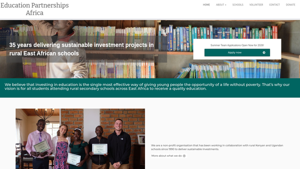 Screenshot of the Education Partnerships Africa website