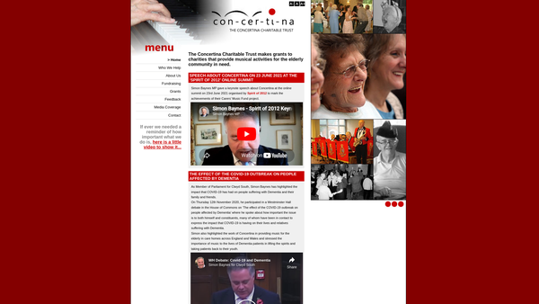 Screenshot of the The Concertina Charitable Trust website