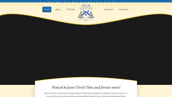 Screenshot of the Canons Regular Of Premontre, Canonry Of Peckham website