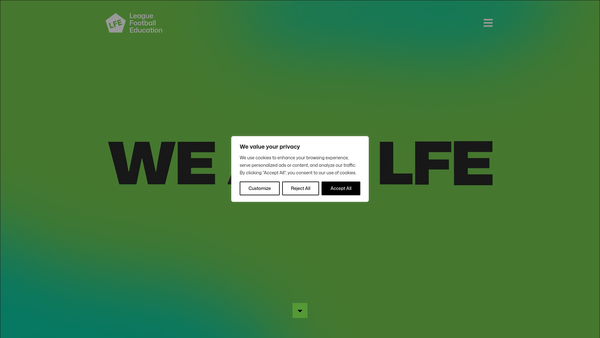 Screenshot of the League Football Education website