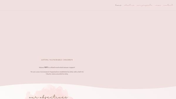 Screenshot of the Sahara Means Support website