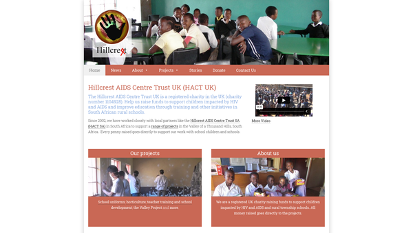 Screenshot of the The Hillcrest AIDS Centre Trust website