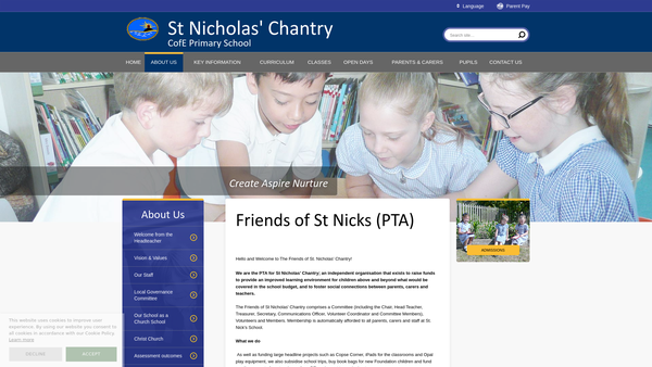 Screenshot of the Friends Of St Nicholas Chantry website