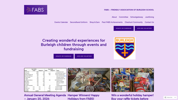 Screenshot of the Friendly Association Of Burleigh School website