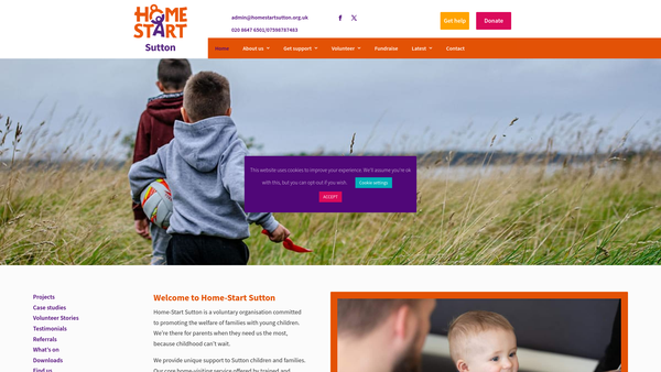 Screenshot of the Home-Start Sutton website