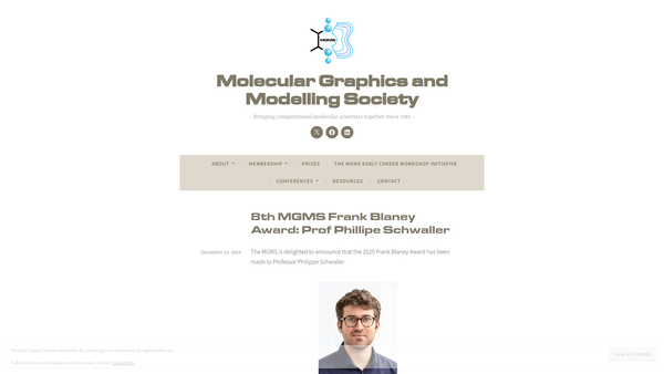 Screenshot of the Molecular Graphics And Modelling Society website
