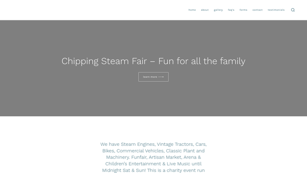 Screenshot of the Chipping Steam Fair website