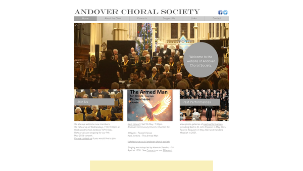 Screenshot of the The Andover Choral Society website