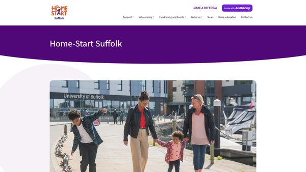 Screenshot of the Home-Start Suffolk website