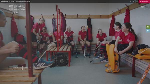 Screenshot of the Redmaids' High School website